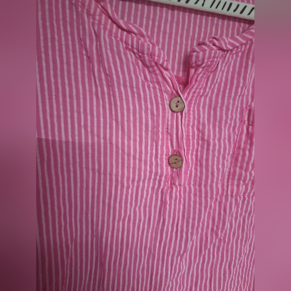 Pink and white striped blouse size medium - Picture 3 of 6